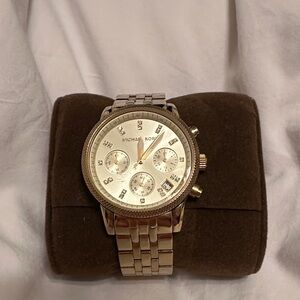 Michael Kors Women’s Gold-Tone Bracelet Watch with Crystal Accents